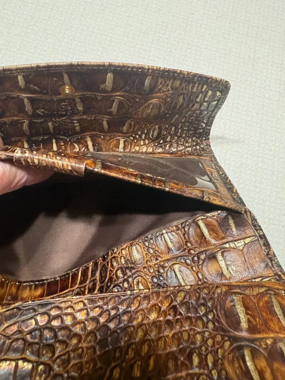 GUC Fiocchi Italian Croc Embossed Wallet in Multicolor Brown